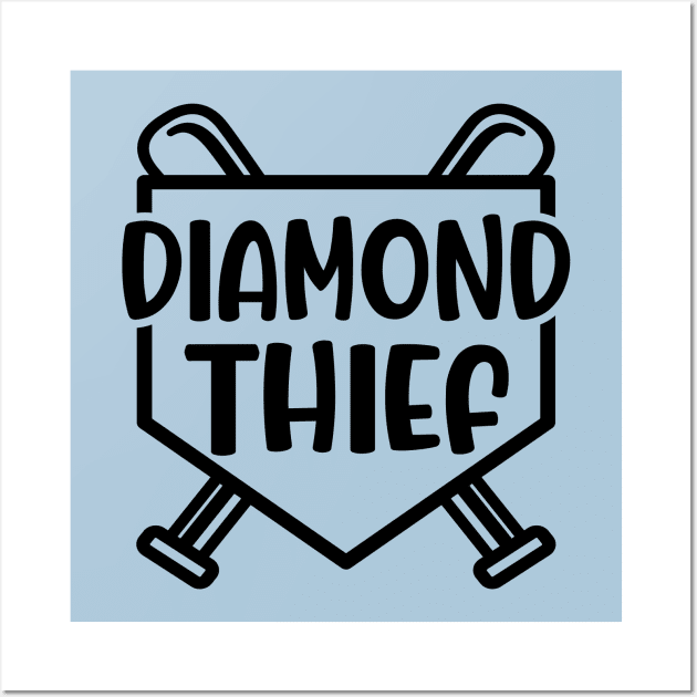 Diamond Thief Baseball Softball Funny Wall Art by GlimmerDesigns